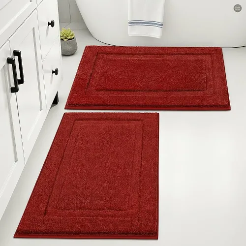 Miniatura 44 de SHACOS Juego de alfombras pequeñas de baño de 2 piezas con tapetes de baño en forma de U, tapetes de inodoro de 16x24 + 20x24 pulgadas, tapetes