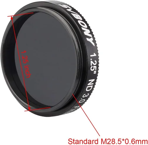 Miniatura 4 de SVBONY Filtro de telescopio SV139 Filtro de luna 0.1 por ciento de transmisión 1.25 pulgadas ND1000 Filtro de densidad nutritiva para telescopio