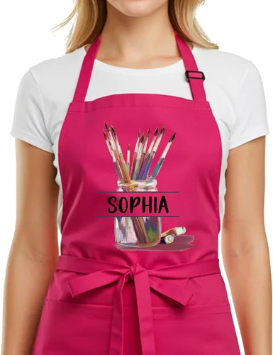Delantal de arte personalizado con bolsillos, delantal de pintura con nombre personalizado para artistas, estudiantes, profesores, niños, lienzo,