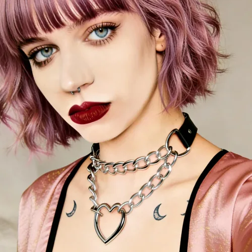 Miniatura 3 de Eigso Gargantilla gótica con cadena de corazón para mujer, gargantilla de cuero punk, collares Emo Grunge, collar para fiesta de los años 80
