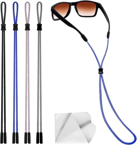 BILIONE Correas trenzadas fluorescentes para lentes de sol, soporte para gafas de sol alrededor del cuello para hombres, mujeres y niños, cadena de