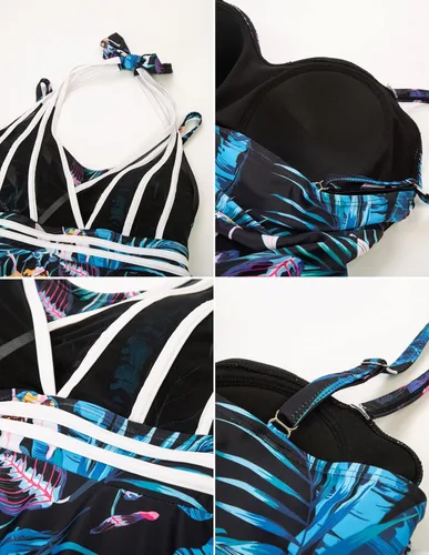 Miniatura 8 de Traje de baño Halter para mujer de dos piezas con pantalones cortos
