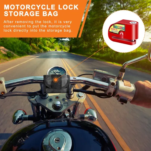 Miniatura 7 de Bloqueo de freno de disco de alarma para motocicleta, cerraduras de motocicleta, antirrobo, bloqueo de disco de seguridad, impermeable, 110 dB, Rojo