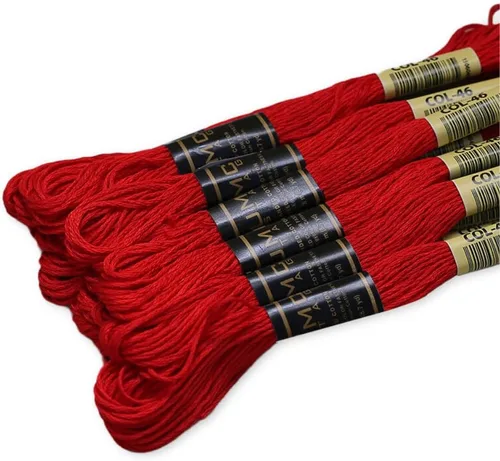 Miniatura 2 de Paquete de 12 hilos de bordar rojos de alta calidad, madejas 100% algodón egipcio de alta calidad, hilo de bordado de punto de cruz, algodón Rojo