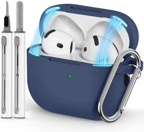 Miniatura 7 de Ljusmicker – Funda para AirPods 4 (2024) con cierre magnético en la tapa y juego de limpieza, funda protectora de silicona suave para Apple AirPods