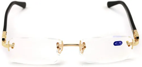 Miniatura 2 de Lector de gafas de lectura de moda de diseñador rectangular sin montura para hombre
