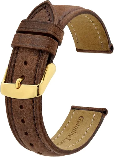 BISONSTRAP Correas de reloj vintage con hebilla de oro y oro rosa, correa de repuesto de cuero de 0.709in, 0.787in, 0.866in, Vintage