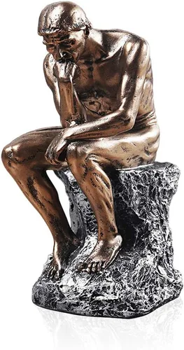 Lependor Rodin's The Thinker Inspired - Estatua decorativa, escultura de arte fino, figura desnuda masculina, color marrón