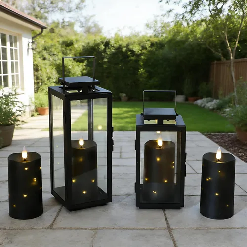Miniatura 2 de Lezonic Velas Negras Sin Llama Impermeables para Exteriores con Control Remoto, 4 Piezas de Velas LED que Funcionan con Baterías con Llama