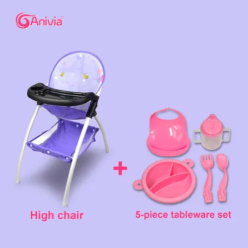 Miniatura 3 de Anivia Silla alta de muñeca de bebé, silla alta de juguete para muñeca (DH010A morado)