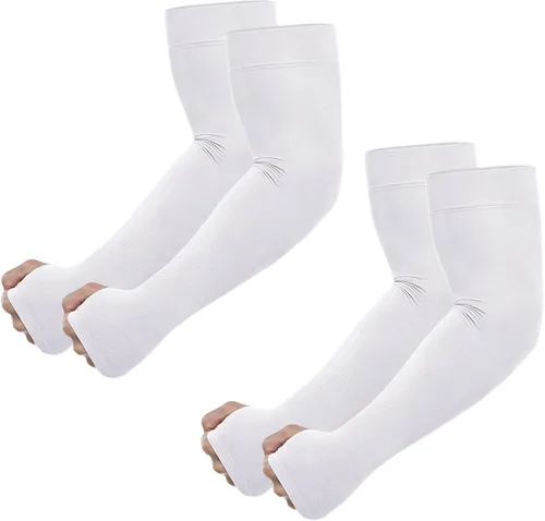 Miniatura 7 de Newbyinn Mangas de protección solar UV con orificio para el pulgar para hombres, mujeres y jóvenes, manga refrescante para cubrir tatuajes, 2 Pares