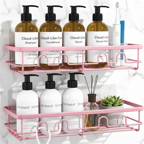Miniatura 15 de Organizador de Ducha Adhesivo, Estantes de Ducha de Gran Capacidad para Interior de Ducha, Organizador y Almacenamiento de Ducha de Baño Sin
