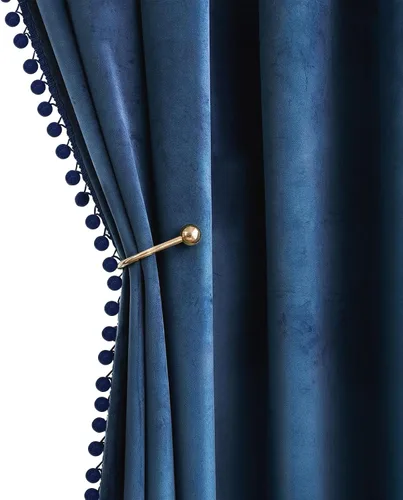 Miniatura 15 de MIULEE - Cortinas de terciopelo con pompones amarillo mostaza para habitación/sala de estar, cortinas opacas para otoño, aislantes térmicos, de 84
