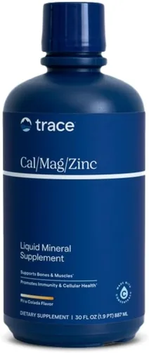 Trace Minerals Cal/Mag/Zinc - Suplemento líquido de calcio y magnesio y zinc con minerales iónicos para la salud ósea y el apoyo muscular - 30 onzas