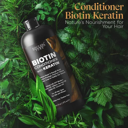 Miniatura 7 de Acondicionador de biotina con queratina – Fórmula de reparación intensa y refuerzo de fuerza – Nutre el cuero cabelludo para un crecimiento