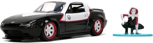 Jada Marvel Avengers 1:32 1990 Mazda Miata - Auto fundido a presión y araña fantasma de 1.65 pulgadas, juguetes para niños y adultos
