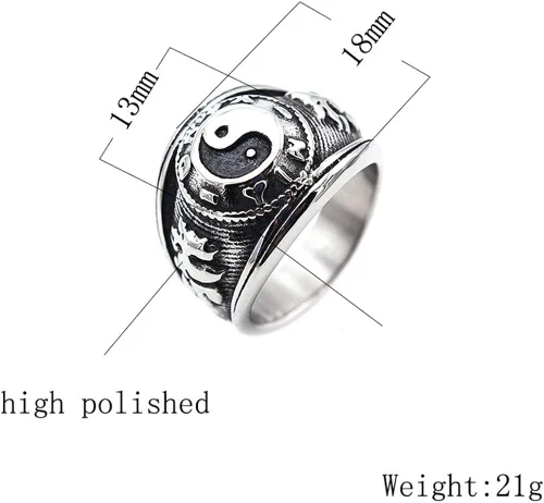 Miniatura 5 de JAJAFOOK Tai Chi Yin Yang - Anillo de equilibrio de acero inoxidable para hombre