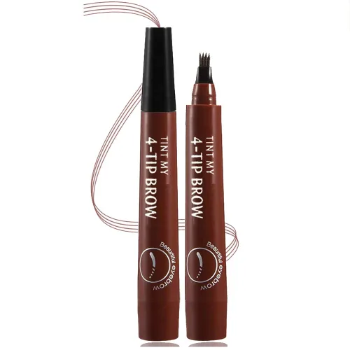 Miniatura 8 de Lápiz de cejas Microblading con 4 puntas de tenedor, crea maquillaje duradero, cubierta de lápiz de cejas natural profesional, áreas dispersas