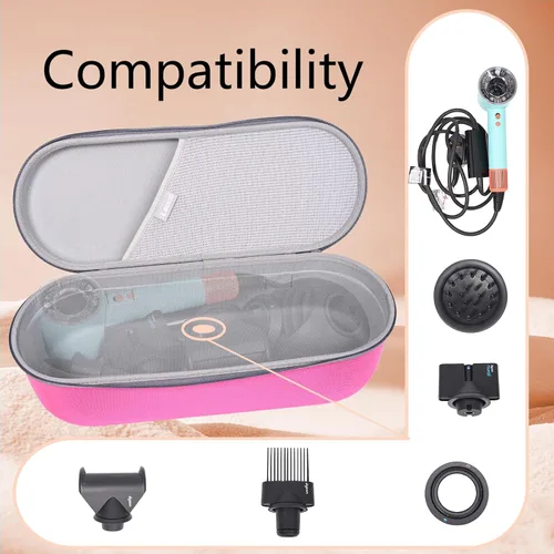 Miniatura 5 de RLSOCO Estuche de transporte para secador de pelo Dyson Supersonic Nural - Rosa (solo la caja)
