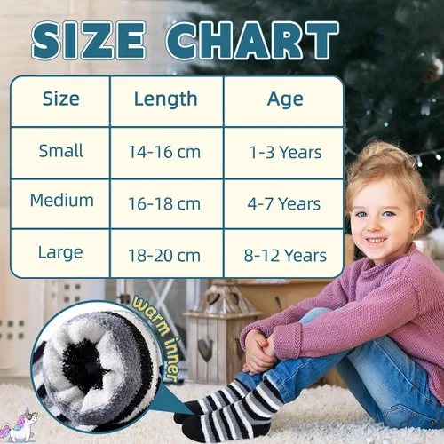 Miniatura 6 de Eyean Calcetines peludos para niños, antideslizantes, suaves y esponjosos, calcetines cálidos de felpa acogedora para niños y niñas, 6 pares