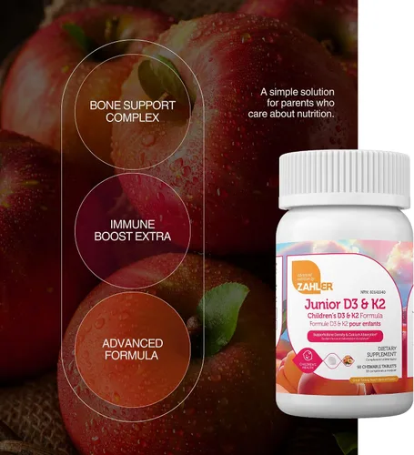 Miniatura 2 de Zahler - Tabletas masticables de Vitamina D3 + K2 Junior para niños Vitamina D para niños 2000 IU Gomitas deliciosas de Vitamina D K2