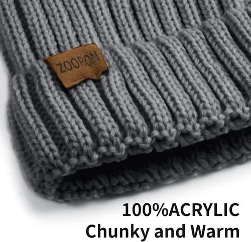 Miniatura 2 de ZOORON Gorro de punto de invierno para mujer con pompón de piel sintética, gorro de punto cálido para mujer