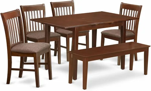 Miniatura 12 de East West Furniture NOFK5-MAH-C - Juego de mesa y sillas de cocina de 5 piezas, incluye una mesa de comedor rectangular con hoja de mariposa y 4