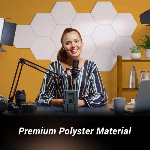 Miniatura 2 de TONOR - Paquete de 12 paneles acústicos hexagonales autoadhesivos, panel de alta densidad a prueba de sonido de 12 x 10 x 0.4 pulgadas para paredes