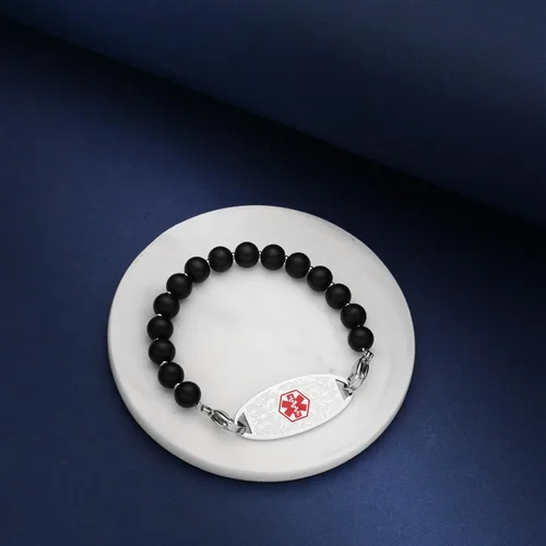 Miniatura 3 de Pulseras personalizadas de alerta médica para mujer, grabado gratis, pulsera de identificación médica de acero inoxidable para mujer