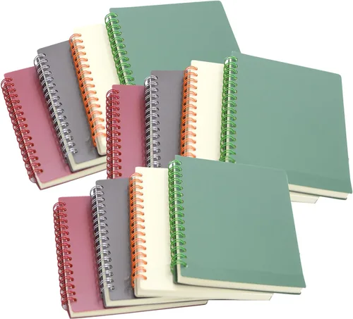 Miniatura 10 de YIHUANYIFA 4pcs A6 Spiral Notebooks 8mm Ruled 5.7 x 4.1 inch Hardcover 160 Pages Journals for Work Students Study and Notes (4, Dark color)