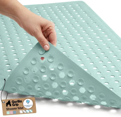 Miniatura 22 de GORILLA GRIP Alfombrilla para bañera patentada, lavable a máquina, con ventosas y orificios de drenaje para mantener las bañeras limpias, suave