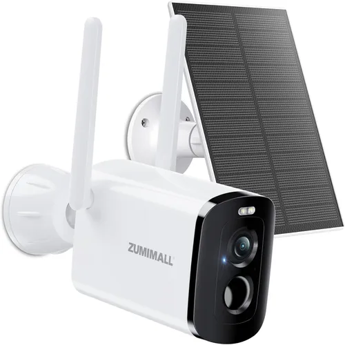 ZUMIMALL Cámaras de seguridad solares inalámbricas para exteriores, cámara 2K para seguridad del hogar, puerta delantera, patio y garaje, sin Blanco