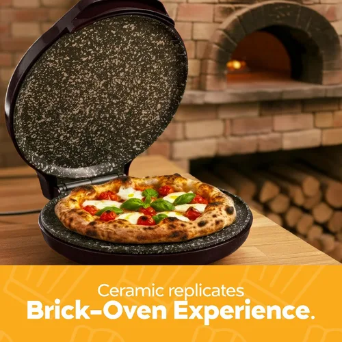 Miniatura 4 de MisterChef Máquina de pizza para encimera, mini horno de pizza de 1450 W, horno para hacer pizza con placa de cerámica antiadherente de 12 pulgadas