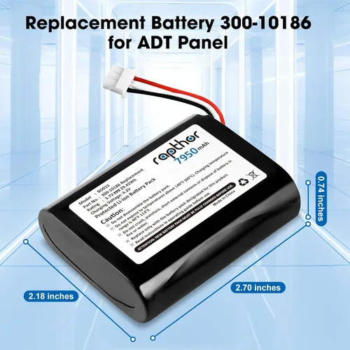 Miniatura 7 de rapthor Batería de repuesto 7950mAh 300-10186 para panel de seguridad inteligente ADT Command 3.6V / 3.7V / 4.2V 29.42Wh