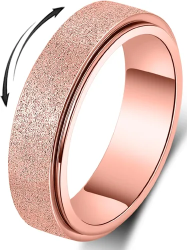 Miniatura 22 de Anillo de alivio de la ansiedad, anillo giratorio para aliviar el estrés, de acero inoxidable, anillo giratorio para mujeres, hombres, unisex