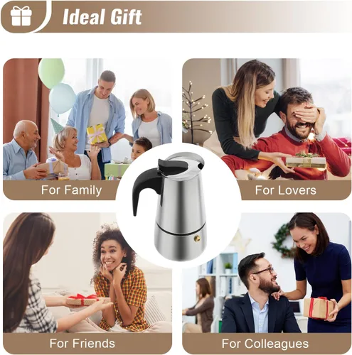 Miniatura 7 de Máquina de café, cafetera de acero inoxidable, cafetera de ajuste de temperatura de cinco velocidades (4 tazas (aproximadamente 6.8 fl oz/6.76 oz))