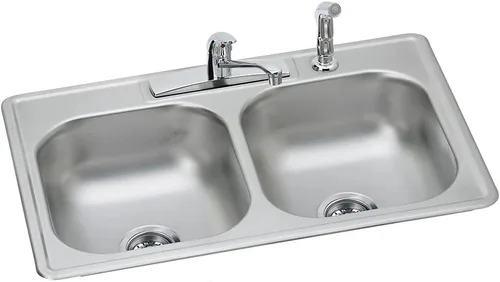 Miniatura 5 de Dayton D233221 Equal - Fregadero de acero inoxidable con doble tazón, 33 x 22 x 6.5 pulgadas