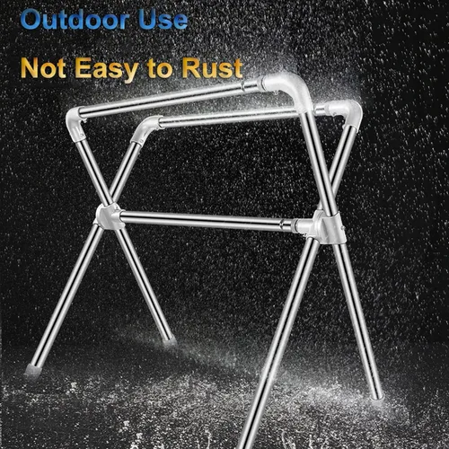 Miniatura 6 de Estante de secado plegable para interiores y exteriores, estante de secado de ropa resistente, estante retráctil de acero inoxidable, estante