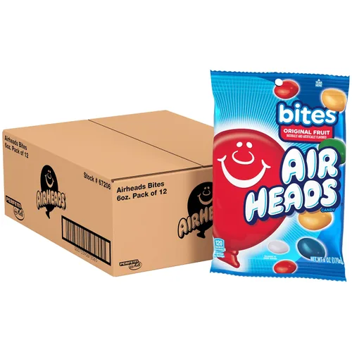 Miniatura 11 de Airheads Bocaditos de caramelo, sabores de frutas surtidos, cine, fiesta, concesiones, paquetes de 2 onzas (caja de 18)