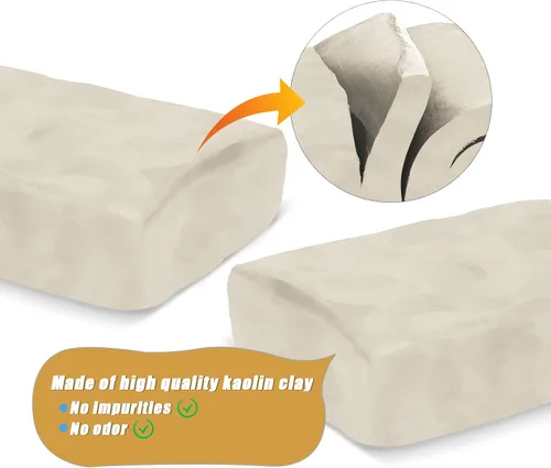 Miniatura 2 de ZEHIQ Arcilla Premium que se Seca al Aire - 2.2 libras de Arcilla de Cerámica Blanca Natural para Torneado, Construcción Manual, Escultura y Blanco