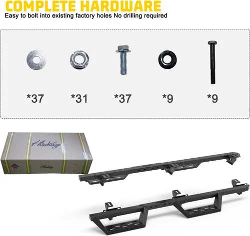 Miniatura 7 de Estribo de estribo lateral compatible con Jeep Wrangler JK JKU Unlimited 4 puertas 2007-2018, solo 4 puertas, color negro mate con recubrimiento