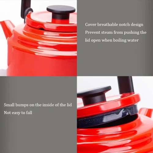 Miniatura 4 de LIOONS Hervidor de té de grado alimenticio, tetera de esmalte creativa, hervidor de fuego directo para el hogar, gran capacidad con asa, tetera de 2