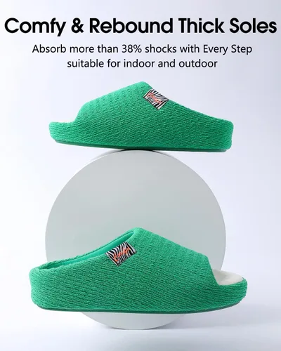 Miniatura 6 de Pantuflas suaves para mujer con espuma viscoelástica de dos tonos para dormitorio, zapatos de casa con suela de goma para interiores