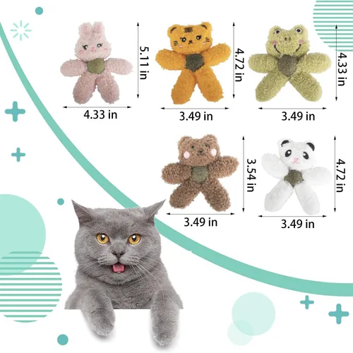 Miniatura 3 de Juguetes de felpa con hierba gatera para gatos de interior, juguetes interactivos para masticar para dentición y cuidado dental, juguete de nailon