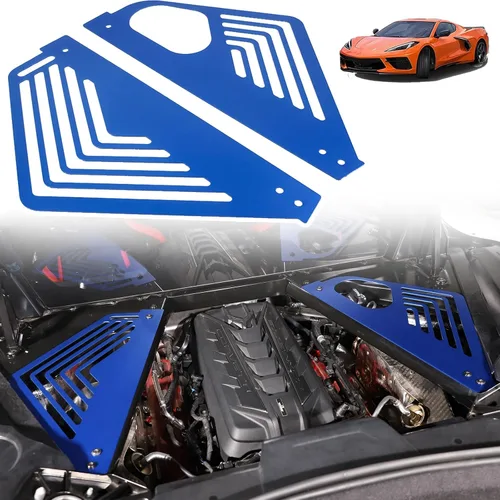 Miniatura 14 de Sekhyna Cubierta de panel de bahía del motor compatible con Chevrolet Corvette C8 Stingray 2020-2024 aleación de aluminio 2 piezas compartimento