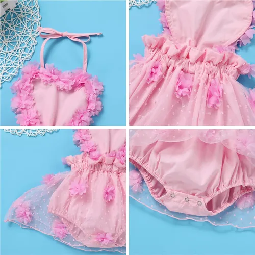 Miniatura 5 de Disfraz de tul de encaje para bebé, vestido de tutú de princesa, sin espalda, ropa de sesión de fotos + diadema