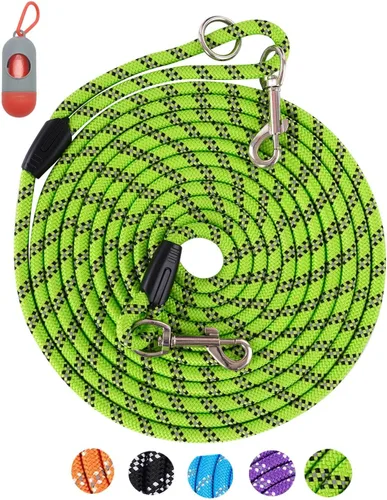 Miniatura 19 de Correa larga para entrenamiento de perros de 10 pies, 16 pies, 30 pies, 50 pies, 100 pies, cuerda de hilos reflectantes, correa resistente para Negro