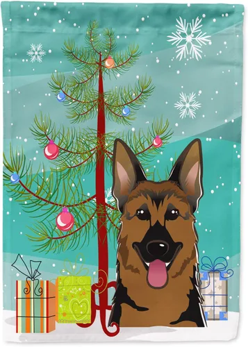 Miniatura 106 de Caroline's Treasures BB1622CHF - Bandera de casa Shih Tzu con árbol de Navidad y gris plateado para porche, grande, para colgar en la pared