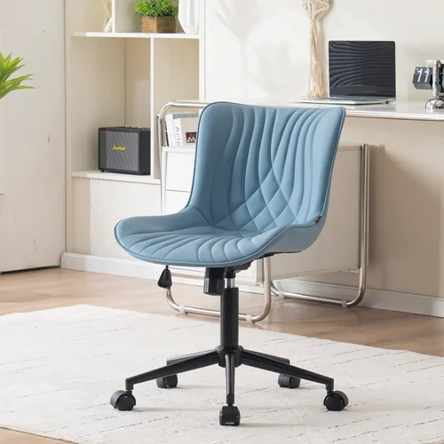 Miniatura 16 de YOUNIKE Silla de Oficina, Silla de Escritorio sin Brazos con Ruedas, Sillas Giratorias Ajustables Rodantes para Oficina en Casa Computadora y Gris