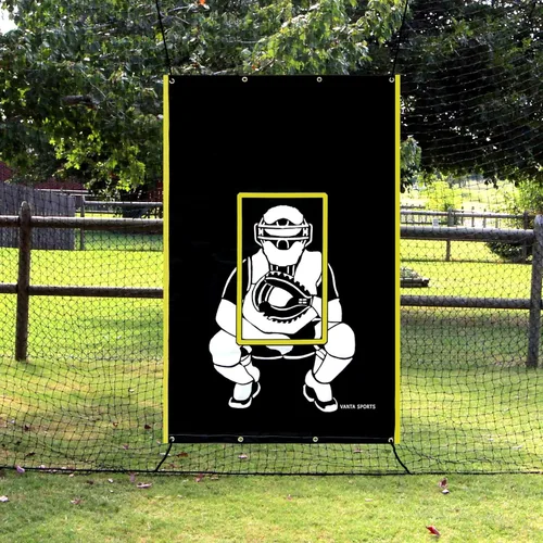 Miniatura 2 de VANTA SPORTS Respaldo de vinilo de 4 x 6 pies con zona de ataque e imagen de receptor para béisbol/sóftbol, telón de fondo de jaula de bateo
